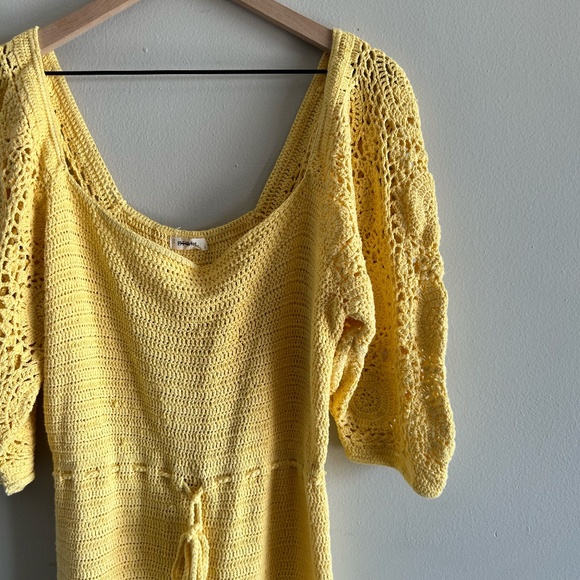 Spell & The Gypsy Let The Sunshine In Crochet Mini Dress Yellow Small - Picture 4 of 16